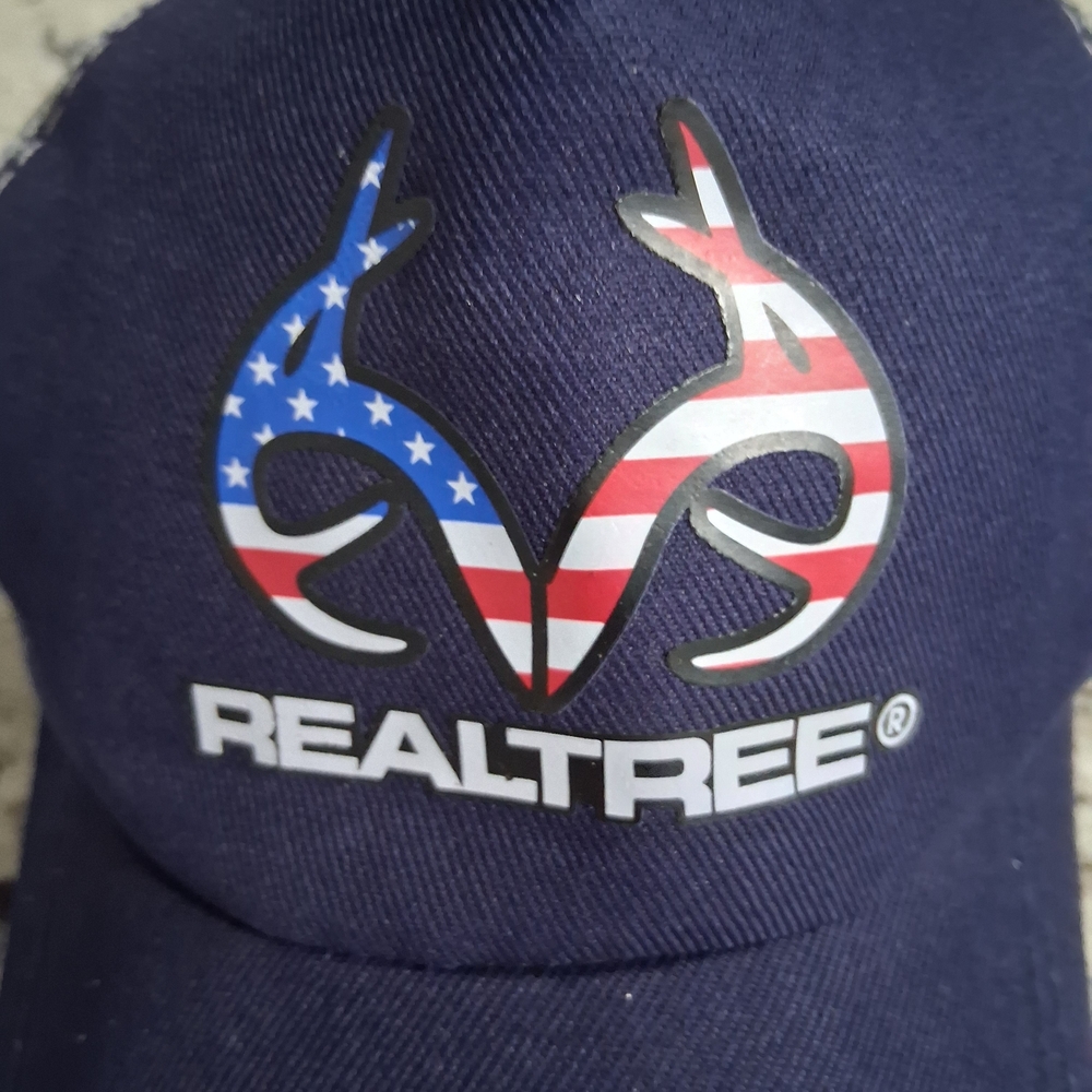 Realtree Mens Dark Blue Hat Cap with Flag Design - Picture 3 of 4